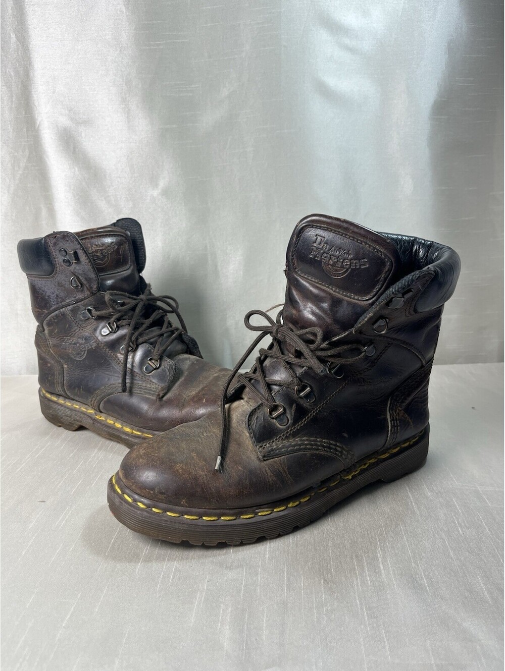 Vintage Doc Martens Brown Boots Made in England Sz Men’s US 6 W 8 Thrashed Punk